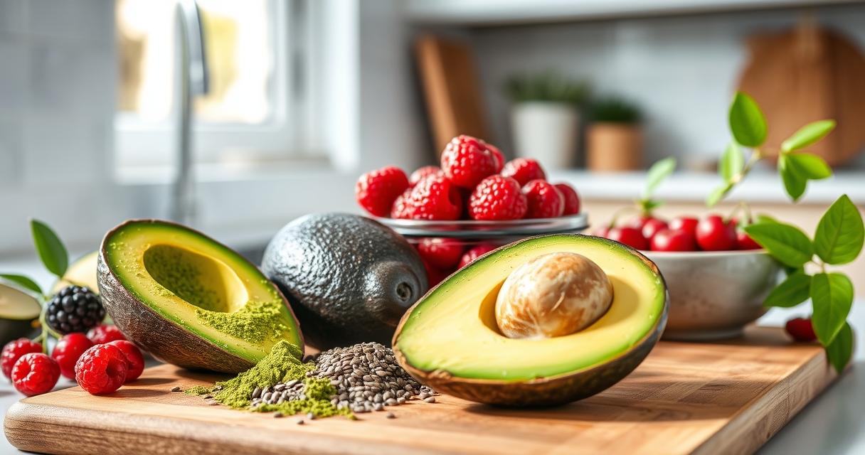 Come mantenere energia con pochi carboidrati — Superfood keto: matcha, avocado, semi di chia e bacche Come mantenere energia con pochi carboidrati — Superfood keto: matcha, avocado, semi di chia e bacche
